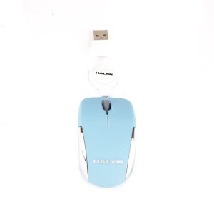 Mouse Halion Hermes Mini M1858 USB Celeste Retractil