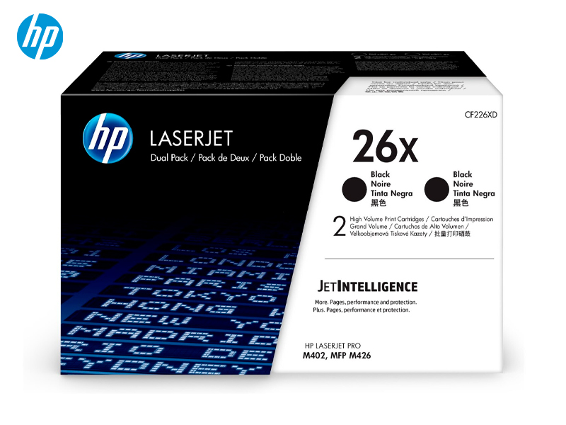 Toner Hp Lj 26X (CF226XD) Negro Dual Pack 9,000 Pag LaserJet Pro M402dn